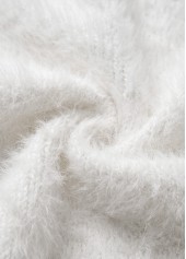 Tummy Coverage White Long Sleeve V Neck Sweater