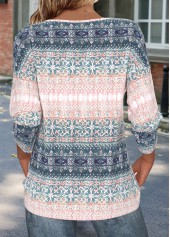 Random Floral Print Tummy Coverage Light Pink T Shirt