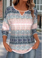 Random Floral Print Tummy Coverage Light Pink T Shirt