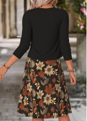 Floral Print Two-piece Multi Color Dress and Cardigan