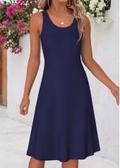 Floral Print Two-piece Navy Long Sleeve Dress and Cardigan