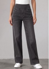 Soft Denim Blue Straight Leg Elastic Waist Jeans