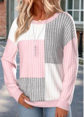 Multi Color Long Sleeve Round Neck Sweatshirt