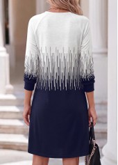 Ombre Tummy Coverage Blue Short Long Sleeve Dress