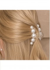 Beige Color Round Alloy Detail Barrette