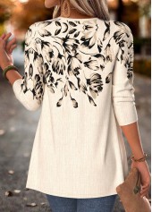 Floral Print Beige Fake Two Piece Twinset