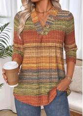 Geometric Print Tummy Coverage Multi Color T Shirt