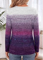 Striped Tummy Coverage Multi Color Long Sleeve T Shirt