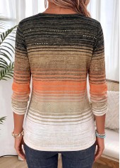 Ombre Shirred Multi Color 3/4 Sleeve Blouse