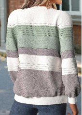 Striped Tummy Coverage Mint Green Long Sleeve Sweatshirt