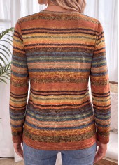 Striped Tummy Coverage Multi Color Long Sleeve T Shirt