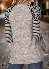 Halloween Curved Hem Gray Brown Long Sleeve T Shirt