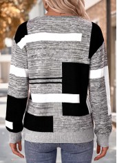 Geometric Print Tummy Coverage Dark Grey Marl Sweatshirt