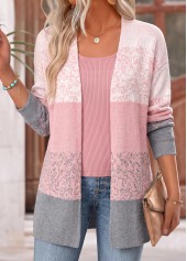 Ombre Pink Long Sleeve Open Front Coat
