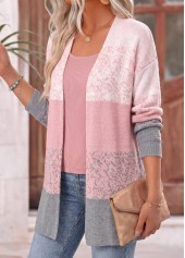 Ombre Pink Long Sleeve Open Front Coat