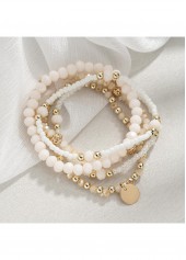 Beige Round Seed Beads Bracelets Set