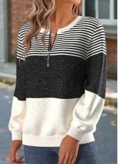Striped Tummy Coverage Dark Grey Marl Long Sleeve Sweatshirt