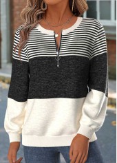 Striped Tummy Coverage Dark Grey Marl Long Sleeve Sweatshirt