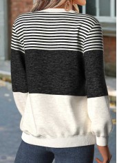Striped Tummy Coverage Dark Grey Marl Long Sleeve Sweatshirt
