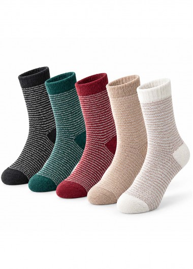 Mid Calf Striped Multi Color Socks