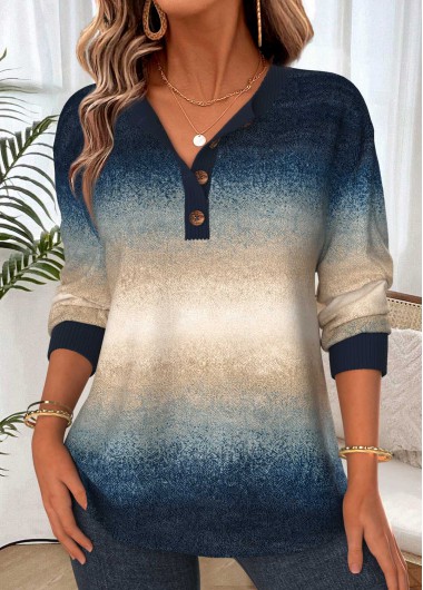 Ombre Tummy Coverage Multi Color Long Sleeve Sweatshirt