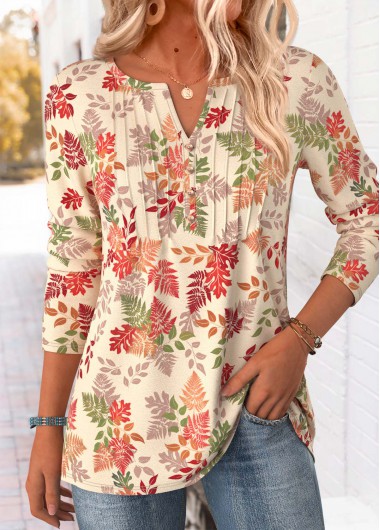 Leaf Print Tummy Coverage Green T Shirt Leaf Print Tummy Coverage Green T Shirt