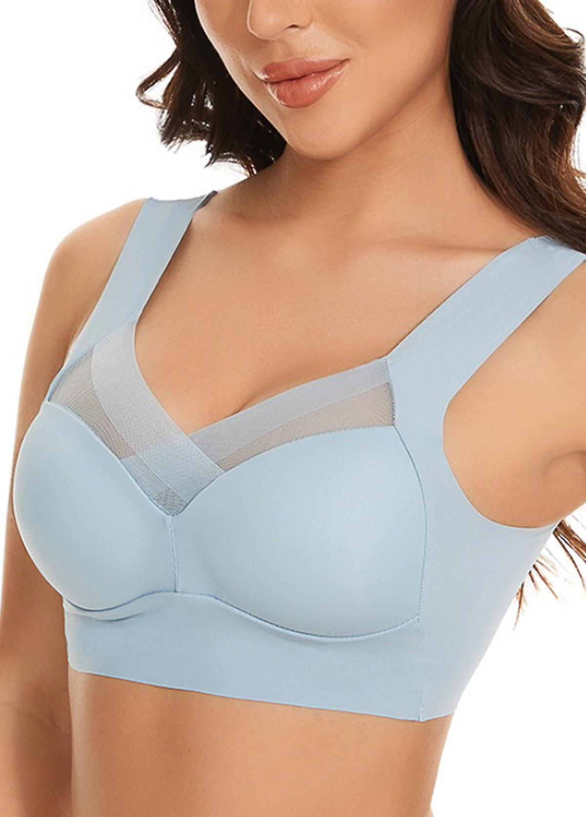 Comfort Light Blue Scoop Neck Padded Bra