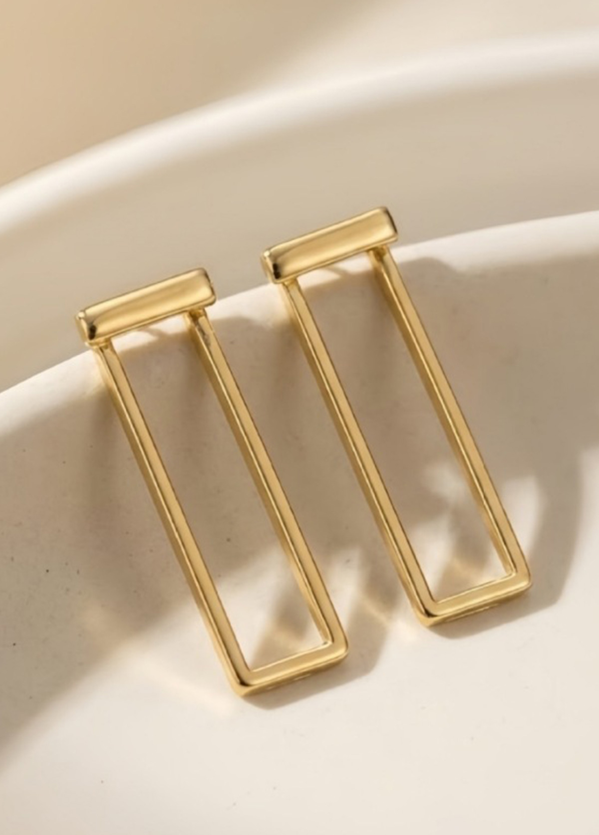 Golden Rectangle Alloy Earring for Women Fashion