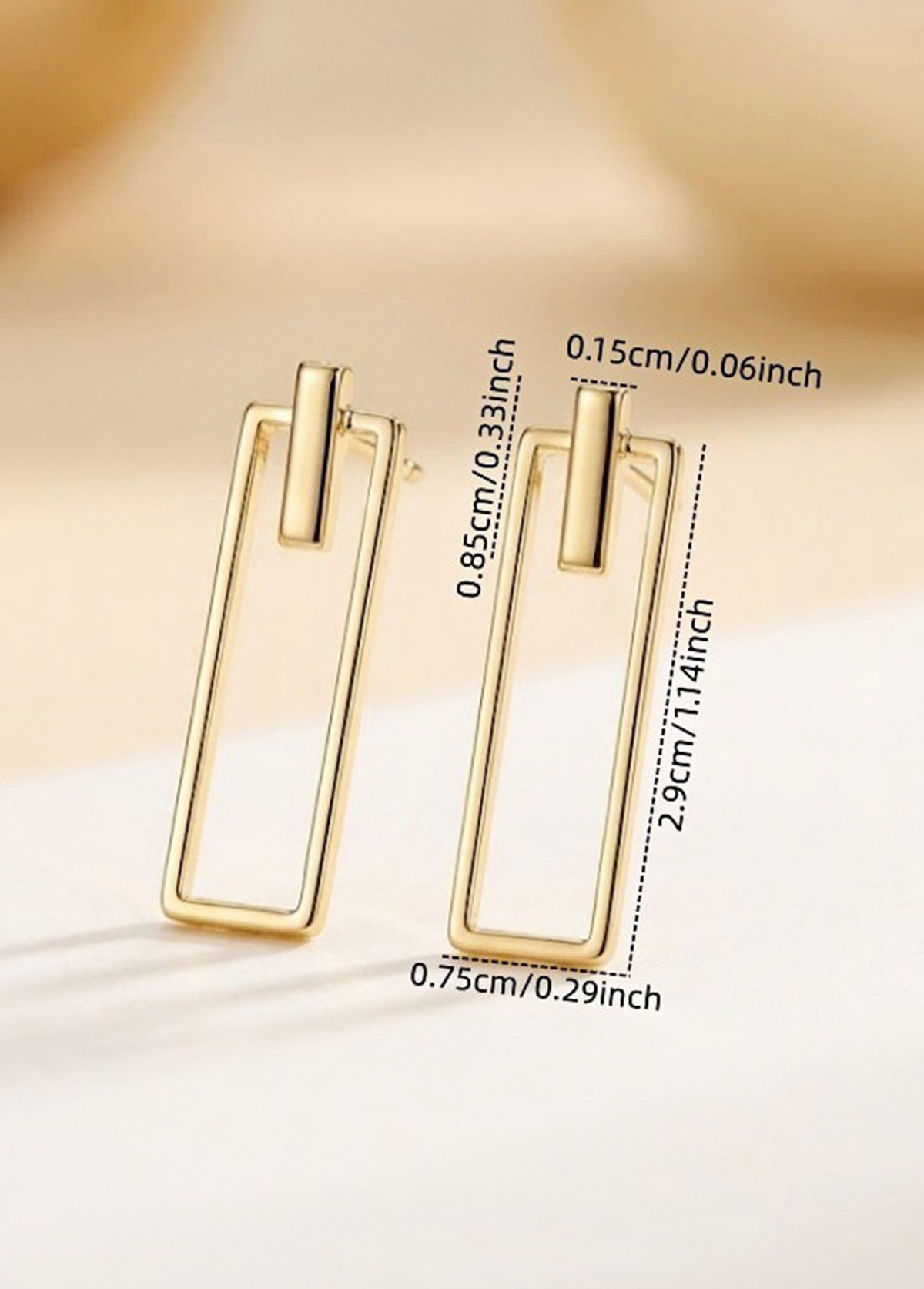 Golden Rectangle Alloy Earring for Women Fashion