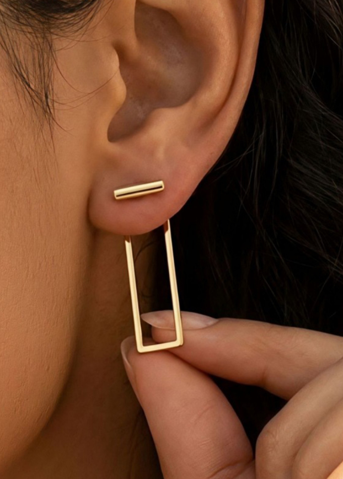 Golden Rectangle Alloy Earring for Women Fashion