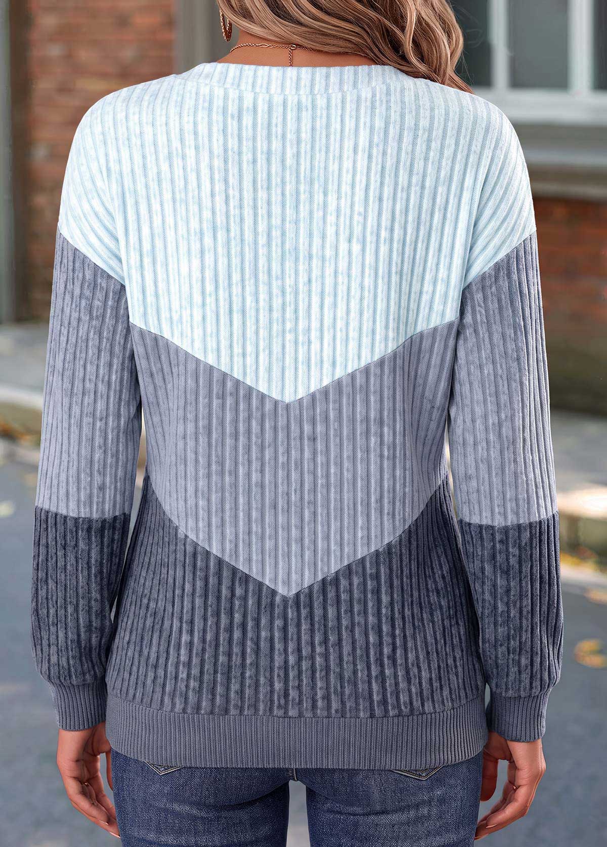 Zipper Dusty Blue Long Sleeve Sweatshirt