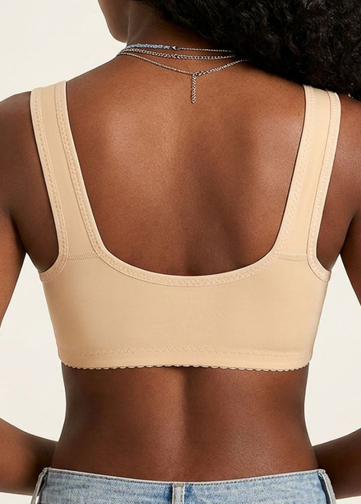 Champagne Color Push-up V Neck Design Bra
