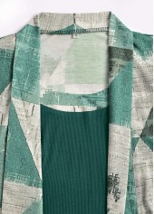 Geometric Print Sage Green Fake Two Piece Twinset