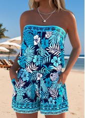 Floral Print Ruched Navy One Piece Swimwear
