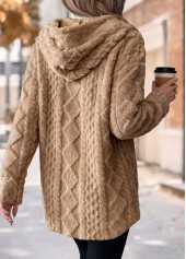 Tummy Coverage Light Coffee Long Sleeve Hooded Coat