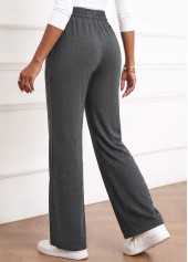 Dark Grey Straight Leg Elastic Waist High Waisted Pants