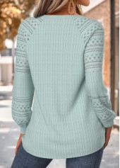 Button Green Long Sleeve Round Neck Sweatshirt