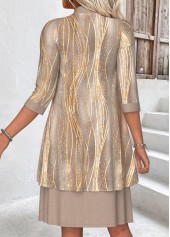 Plus Size Marble Print Two-piece Dress and Cardigan
