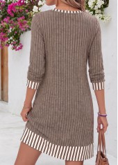 Tummy Coverage Gray Brown Short Long Sleeve Dress