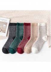 Mid Calf Striped Multi Color Socks