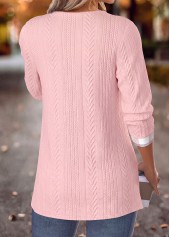 Plaid Light Pink Long Sleeve Fake Two Piece Twinset