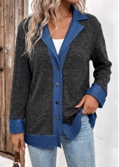 Tummy Coverage Black Long Sleeve Lapel Coat