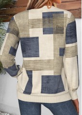 Geometric Print Tummy Coverage Multi Color Long Sleeve Sweatshirt