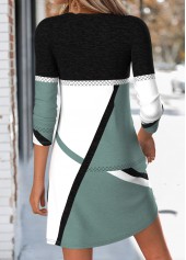 Geometric Print Tummy Coverage Sage Green Short Dress