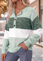 Striped Tummy Coverage Mint Green Long Sleeve Sweatshirt