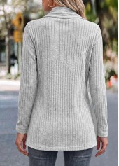 Button Light Grey Long Sleeve Coat