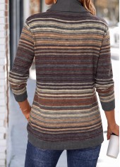 Multi Stripe Print Double Side Pockets Dark Grey Sweatshirt