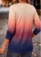 Ombre Shirred Multi Color Long Sleeve T Shirt