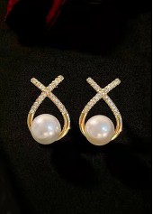 Gold Cross Pearl Earrings for Women Elegant