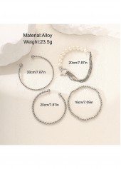 Silvery White Round Design Alloy Bracelets Set